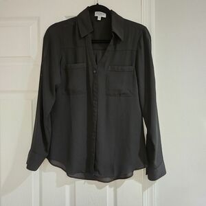 Black Express Chiffon Portofino Shirt - Original Fit Size Small